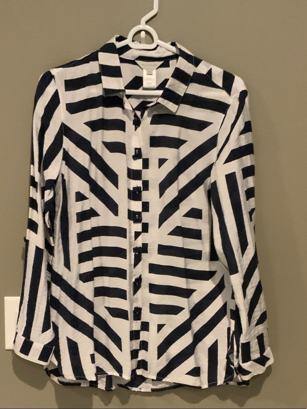 Multiples Black & White Geometric Button-Down Shirt